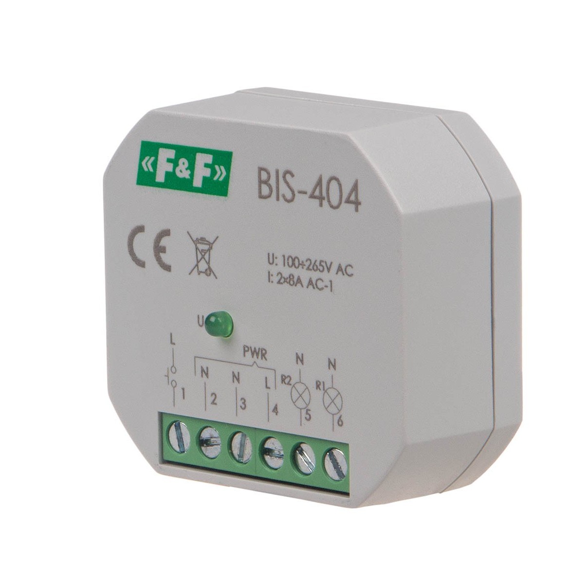 BIS-404 przekaźnik bistabilny sekwencyjny do montażu podtynkowego F&F