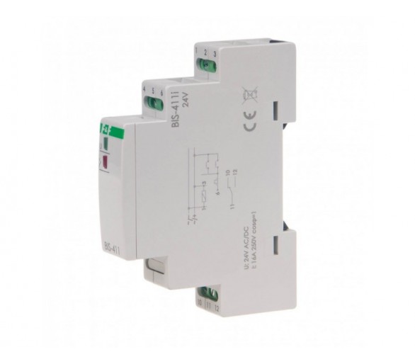 BIS-411-24V przekaźnik bistabilny 9-30 V AC/DC, montaż na szynie DIN F&F