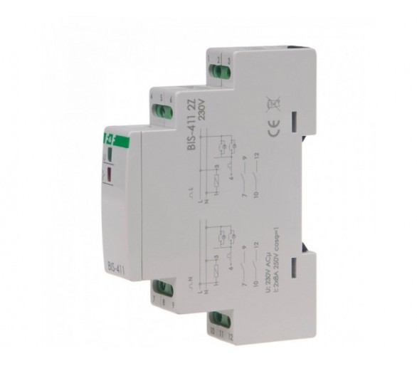 BIS-411-1R1Z-24V przekaźnik bistabilny 9-30 V AC/DC 1R+1Z, montaż na szynie DIN F&F