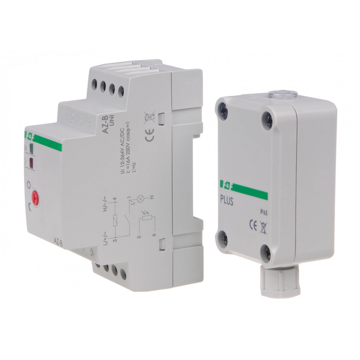 AZ-B-PLUS-UNI Automat zmierzchowy 16A U12-264AC/DC, montaż na szynie DIN z sondą AZ-PLUS F&F