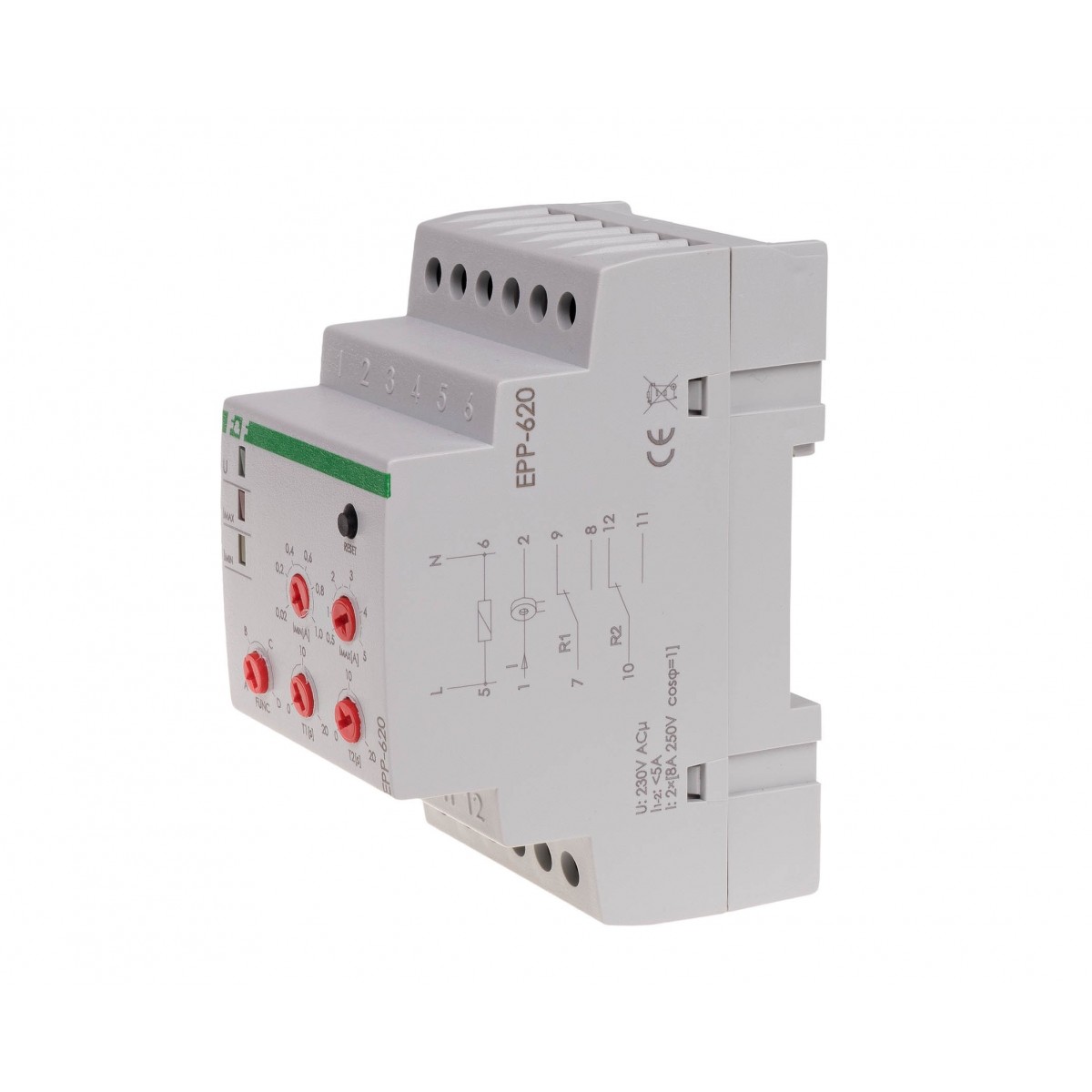 EPP-620 Przekaźnik prądowy cztero-funkcyjny, styki:2x2P, Imax16A, montaż na szyne, 3 moduły F&F