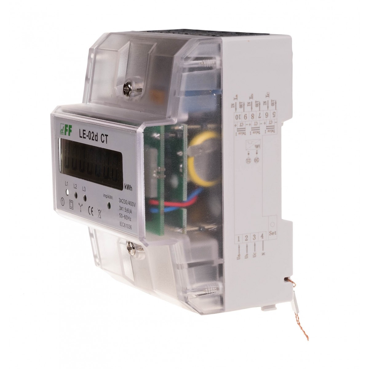 LE-02D-CT licznik energii elektrycznej - trójfazowy z programowalną przekładnią, wyświetlacz LCD, kl.1 F&F