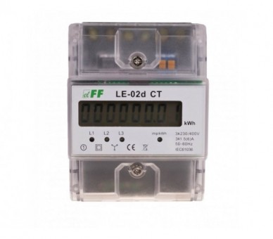 LE-02D-CT licznik energii elektrycznej - trójfazowy z programowalną przekładnią, wyświetlacz LCD, kl.1 F&F