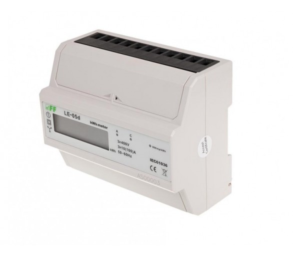 LE-05D licznik energii elektrycznej - trójfazowy, pomiar w ukł. Arona LCD, kl.1, 3x230,400V, 3x10(100A) F&F