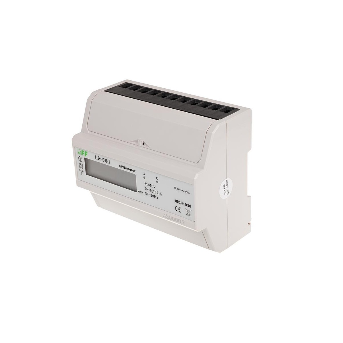 LE-05D licznik energii elektrycznej - trójfazowy, pomiar w ukł. Arona LCD, kl.1, 3x230,400V, 3x10(100A) F&F