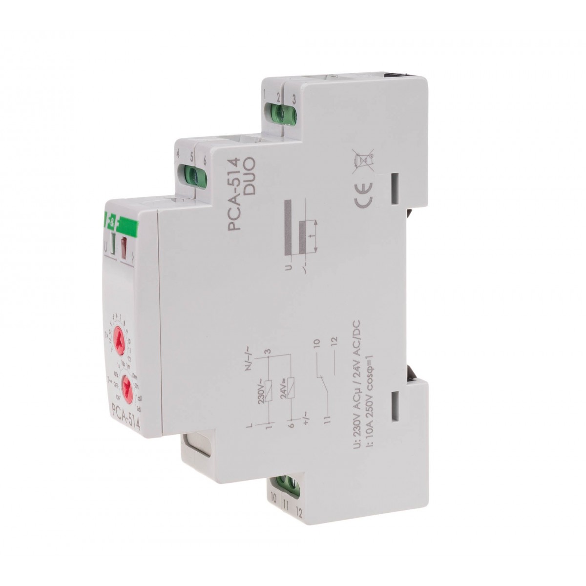 PCA-514DUO jednofunkcyjny-awersyjny, styki: 1NO/NC , U230 i 24V, I10A, 1 moduł F&F