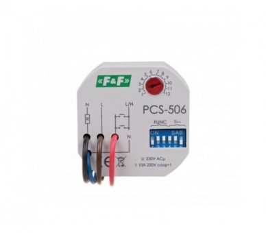PCS-506 przekaźnik czasowy 8-funkcyjny, styki: 1NO F&F