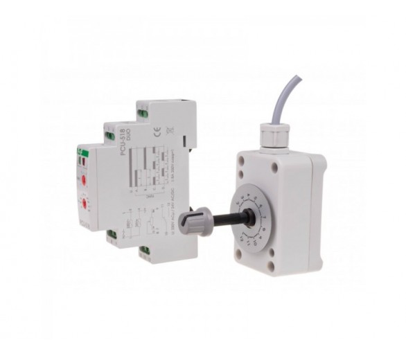 PCU-518DUO przekaźnik czasowy z zewnnetrznym potencjometrem nastawy czasu, styk: 1NO/NC, U230 i 24V F&F
