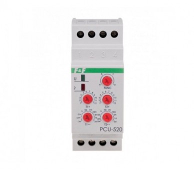 PCU-520 Przekaźnik czasowy 2-funkcyjny (nastawa 2 czasów T1 T2, styk: 2xNO/NC 230V F&F