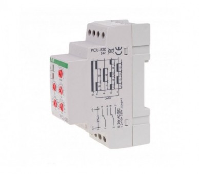 PCU-520-24V Przekaźnik czasowy 2-funkcyjny (nastawa 2 czasów T1 T2, styk: 2xNO/NC 24V F&F