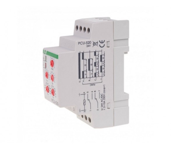 PCU-520-24V Przekaźnik czasowy 2-funkcyjny (nastawa 2 czasów T1 T2, styk: 2xNO/NC 24V F&F