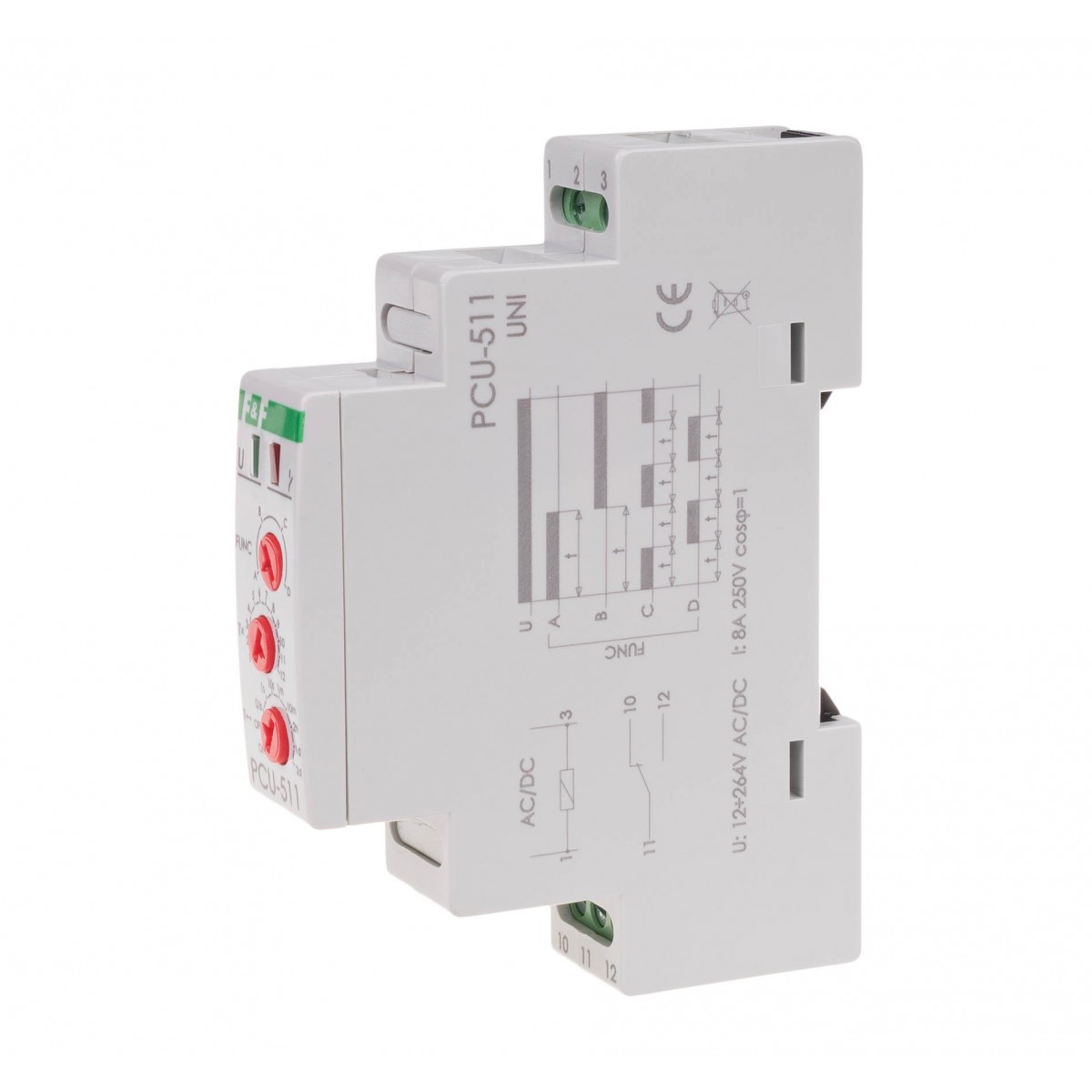 PCU-511UNI przekaźnik czasowy, styk 1NO/NC, 12-264V F&F