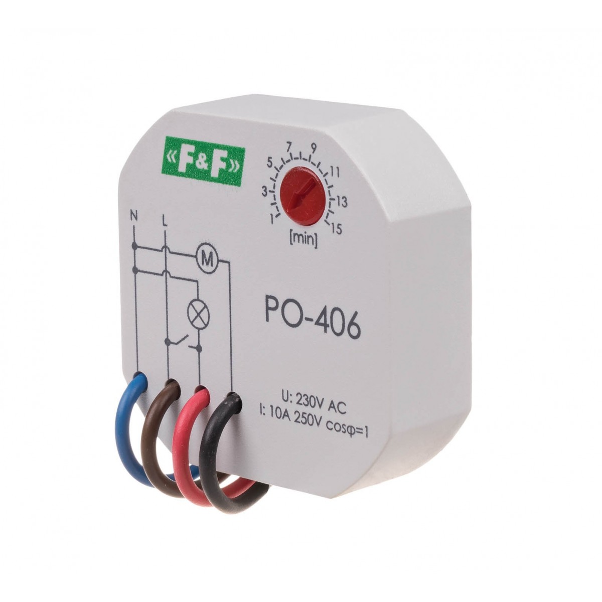 PO-406 przekaźnik czasowy z opóźnionym odpadaniem, montaż podtynkowy F&F