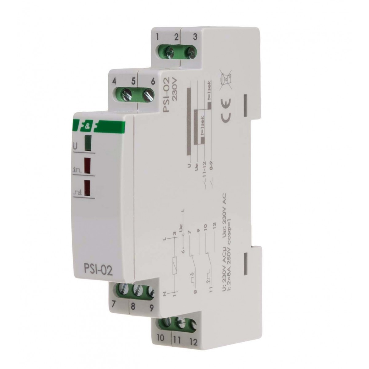 PSI-02-230V przetwornik sygnału ciągły na impuls PSI-02 230V montaz na szynie DIN F&F