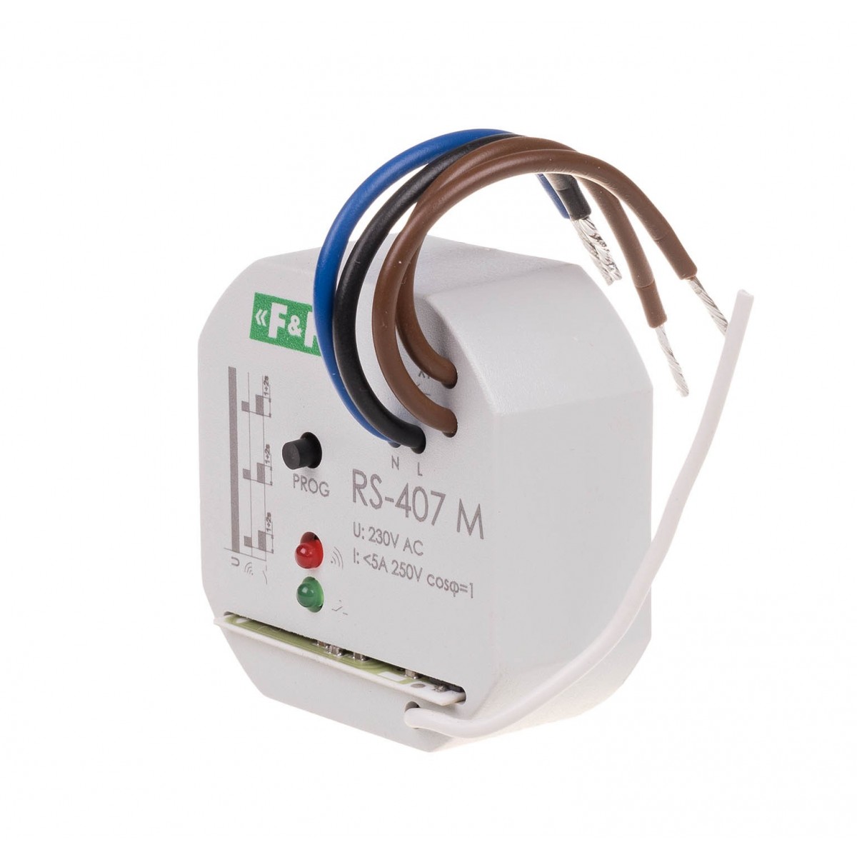 RS-407M odbiornik monostabilny, 230V 5A, , montaż w puszce Ø60 RS-407 M F&F