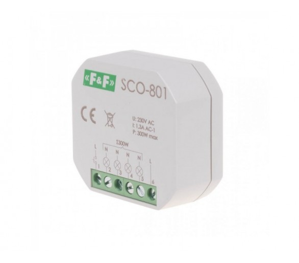 SCO-801 ściemniacz oświetlenia bez pamięci, montaż podtynkowy zasilanie 230V AC 300W F&F