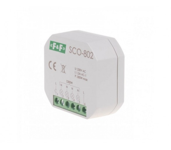 SCO-802 ściemniacz oświetlenia z pamięcią montaż podtynkowy zasilanie 230V AC 300W F&F