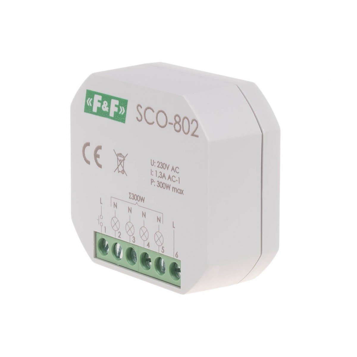 SCO-802 ściemniacz oświetlenia z pamięcią montaż podtynkowy zasilanie 230V AC 300W F&F