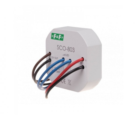 SCO-803 ściemniacz oświetlenia LED, z pamięcią, zasilanie 12V DC, 36W, montaż w puszce Ø60 F&F