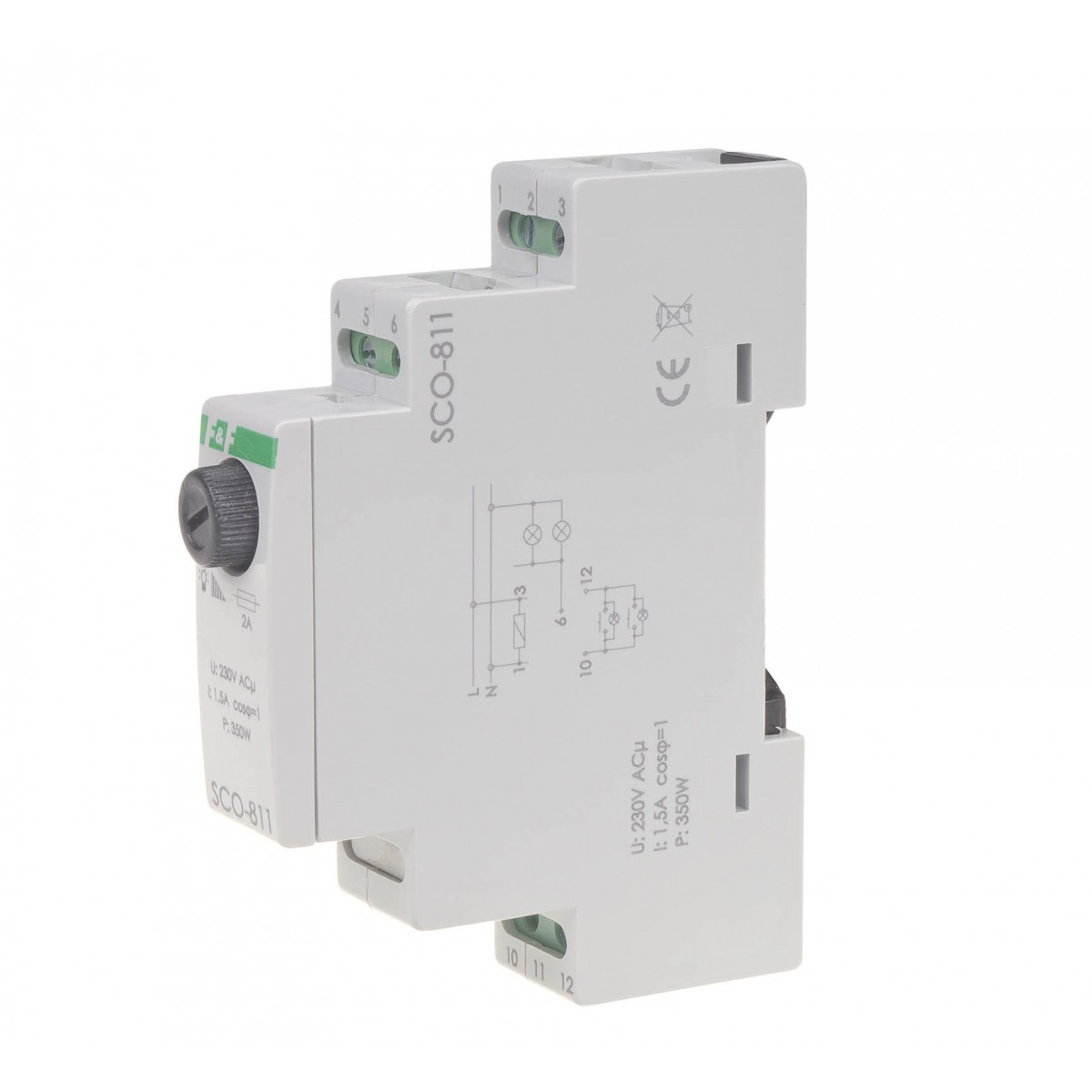 SCO-811 ściemniacz oświetlenia SCO-811 montaż na szynie DIN zasilanie 230V AC 350W F&F