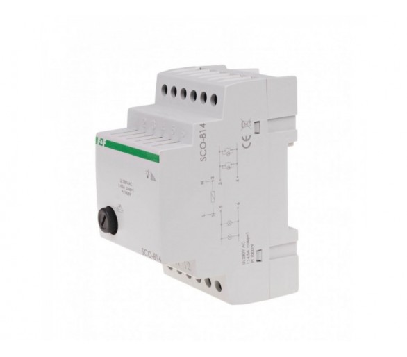 SCO-815 ściemniacz uniwersalny (R, L, C, ESL), 1 moduł montaż na szynie DIN, zasilanie 230V AC (R) 500 W F&F