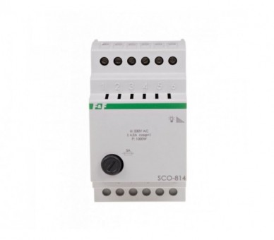 SCO-815 ściemniacz uniwersalny (R, L, C, ESL), 1 moduł montaż na szynie DIN, zasilanie 230V AC (R) 500 W F&F