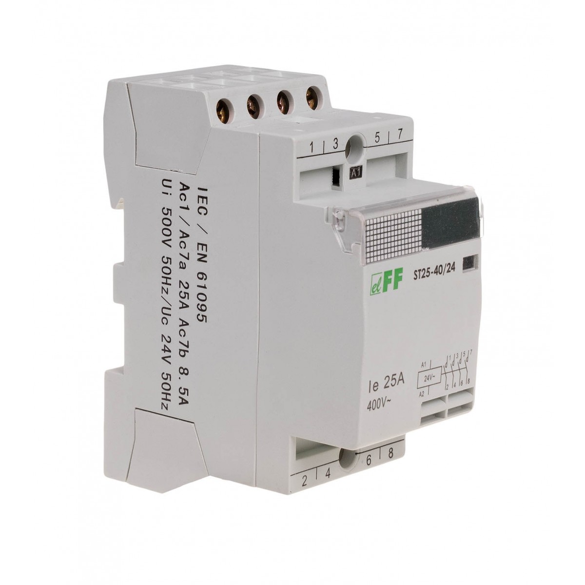 ST25-40-24V Stycznik modułowy, montaż na szynie, styki 4NO, 25A F&F