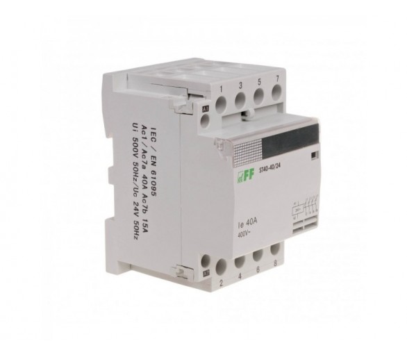 ST40-40-24V Stycznik modułowy, montaż na szynie, styki 4NO, 40A F&F