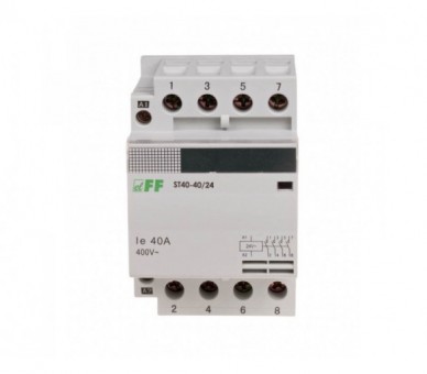 ST40-40-24V Stycznik modułowy, montaż na szynie, styki 4NO, 40A F&F