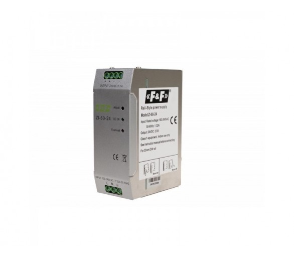 ZI-60-24V zasialacz impulsowy przemysłowy nap. wej. 90-264V AC/120-370V DC, P60W nap. Wyj. 24V DC F&F