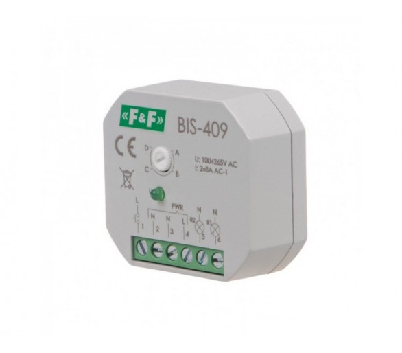 BIS-409 Przekaźnik bistabilny, 4 funkcyjny, podtynkowy, dwa obwody sterowania F&F