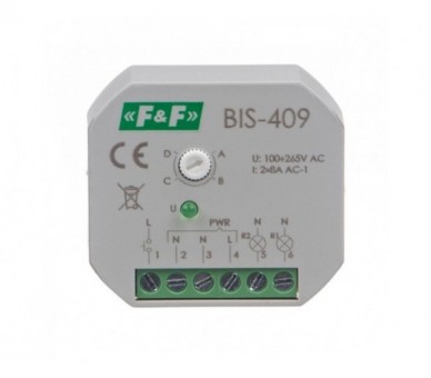 BIS-409 Przekaźnik bistabilny, 4 funkcyjny, podtynkowy, dwa obwody sterowania F&F
