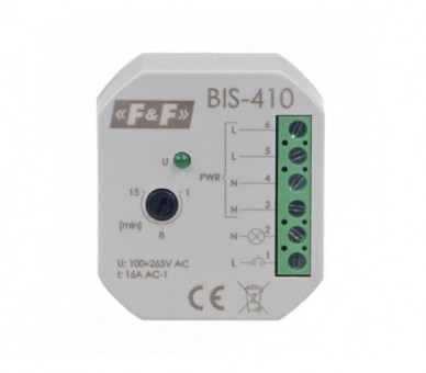 BIS-410 Przekaźnik bistabilny, podtynkowy z wyłącznikiem czasowym, do podświetlanych przycisków F&F