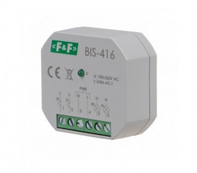 BIS-416 Przekaźnik bistabilny, podtynkowy, dwa niezależne obwody sterowania F&F