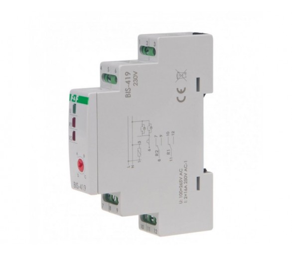 BIS-419 Przekaźnik bistabilny, 4 funkcyjny, DIN, dwa obwody sterowania F&F