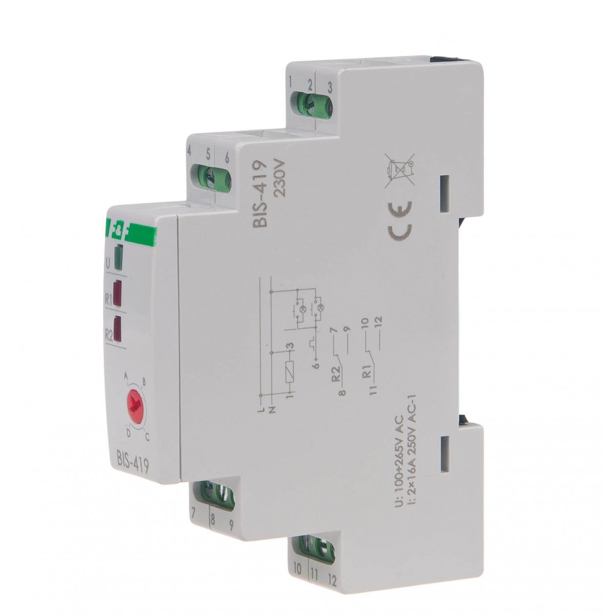 BIS-419 Przekaźnik bistabilny, 4 funkcyjny, DIN, dwa obwody sterowania F&F