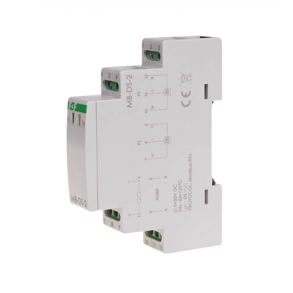 MAX-MB-DS-2 przetwornik pomiaru temperatury z wyjściem MODBUS RTU, dla DS x2, bez sondy F&F