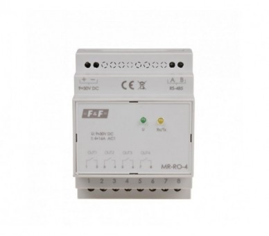 MAX-MR-RO-4 moduł rozszerzeń wyjść przekaźnikowych, z wyjściem MODBUS RTU, 4-kanałowy, styk 4x1Z 16A, 4 moduły F&F