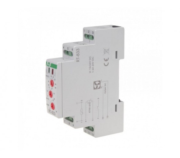RT-833 regulator temperatury z regulacją prędkości obrotowej wentylatora montaż na szynie DIN styk: 1NO/NC 230V AC F&F