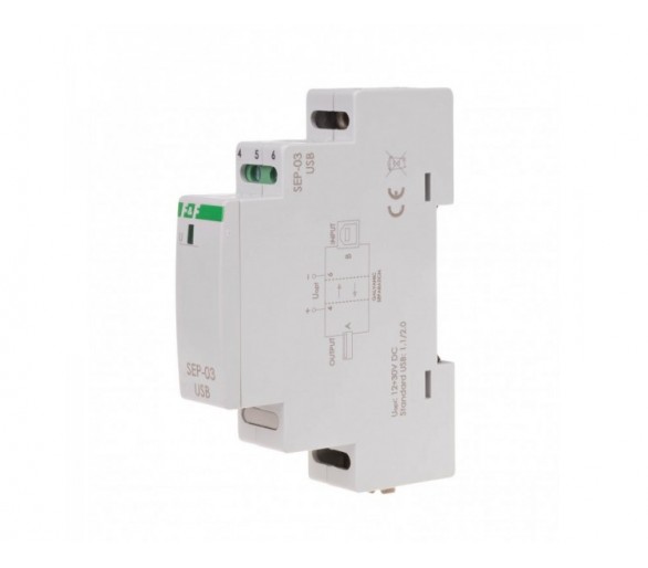 SEP-03USB separator / wzmacniacz linii USB, 1 moduł zasilanie 5V DC montaż na szynie DIN F&F
