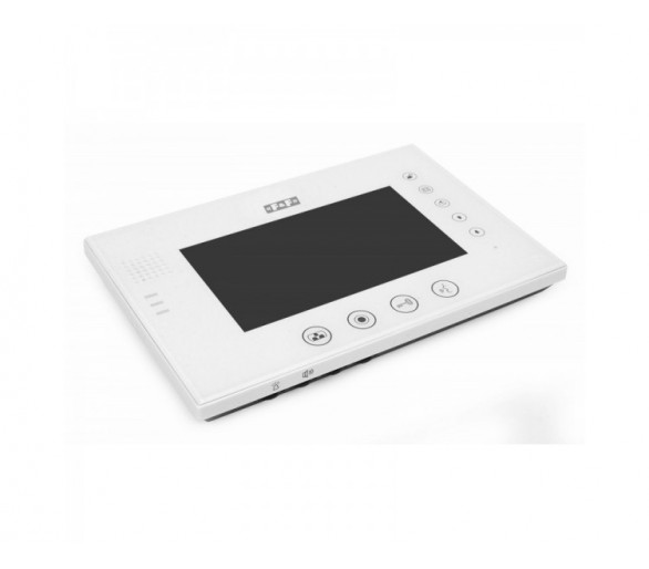 MK-08F wideodomofon: monitor 7 kolorowy z pamięcią, port karty SD, plastik/aluminium, czarny + zasilacz F&F