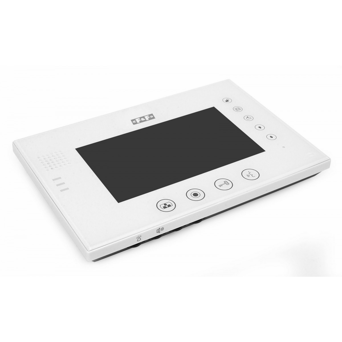 MK-08F wideodomofon: monitor 7 kolorowy z pamięcią, port karty SD, plastik/aluminium, czarny + zasilacz F&F