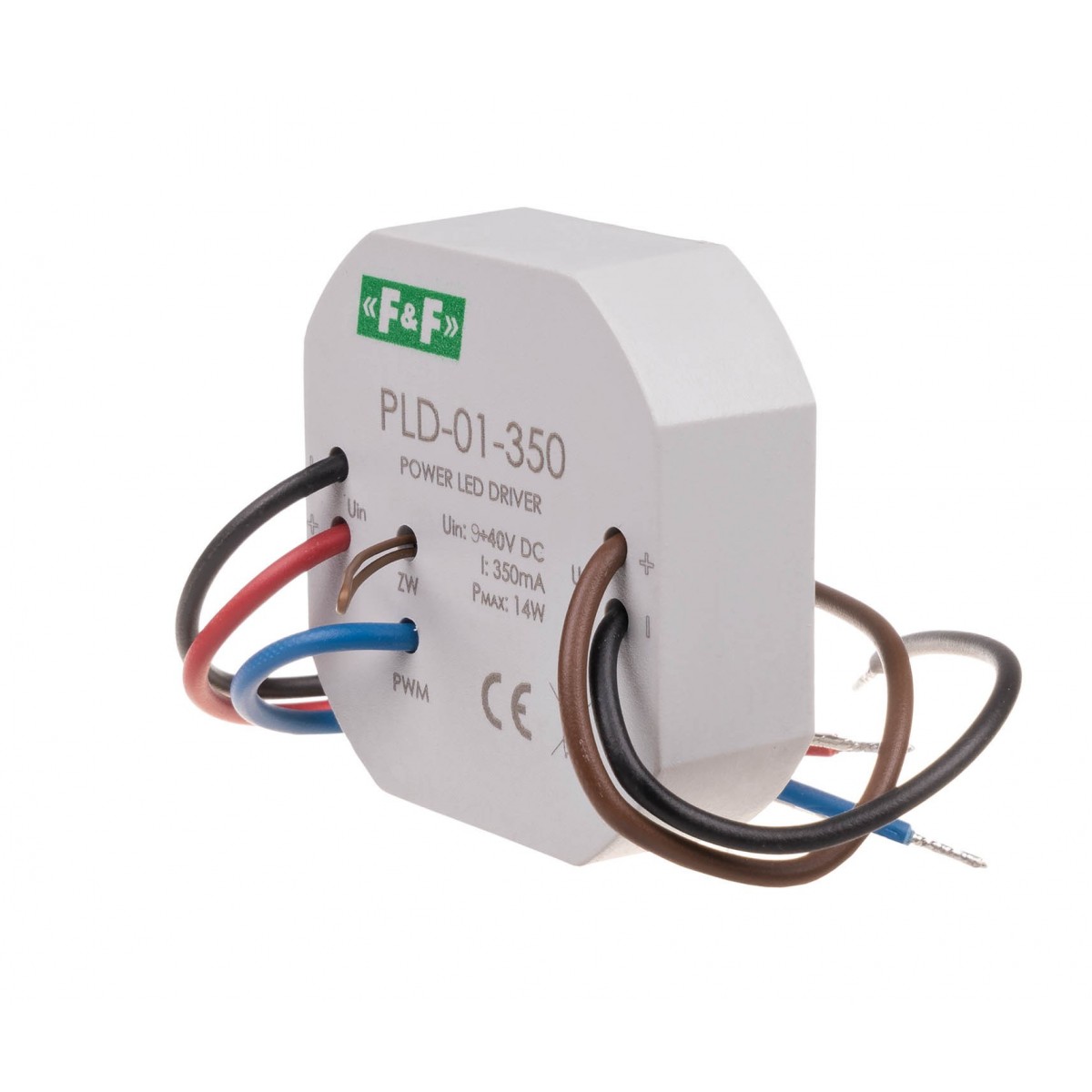 PLD-01-350 zasilacz LED mocy nap. wej. 5-40V DC, montaż w puszce Ø60, 350W F&F