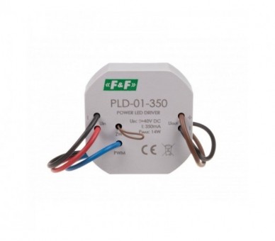 PLD-01-350 zasilacz LED mocy nap. wej. 5-40V DC, montaż w puszce Ø60, 350W F&F