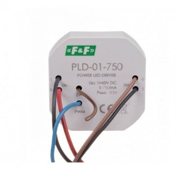 PLD-01-750 zasilacz LED mocy nap. wej. 5-40V DC, montaż w puszce Ø61, 750W F&F