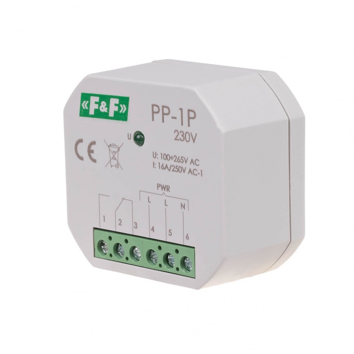 PP-1P-230V Przekaźnik elektromagnetyczny, 1P 16A, montaż podtynkowy,U230V F&F