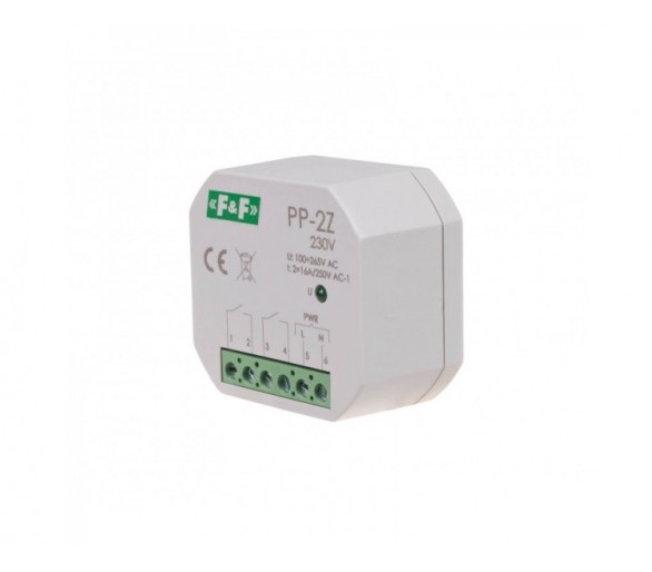 PP-2Z-230V Przekaźnik elektromagnetyczny, 2Z 16A, montaż podtynkowy,w obud.PDT,U100-265V AC, styk:2Z 16A F&F