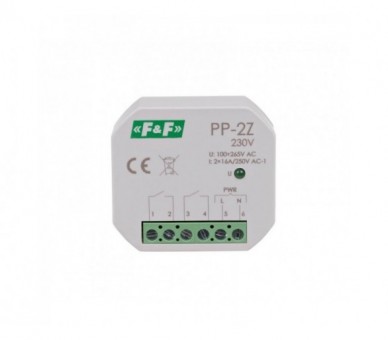 PP-2Z-230V Przekaźnik elektromagnetyczny, 2Z 16A, montaż podtynkowy,w obud.PDT,U100-265V AC, styk:2Z 16A F&F