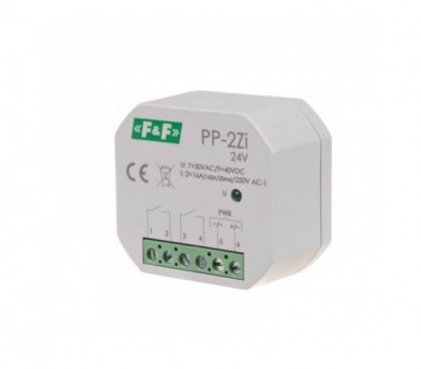 PP-2Zi-24V Przekaźnik elektromagnetyczny, 2Z 16A, montaż podtynkowy,U7-30VAC/9-40VDC,2Z 16A (160A/20ms) F&F