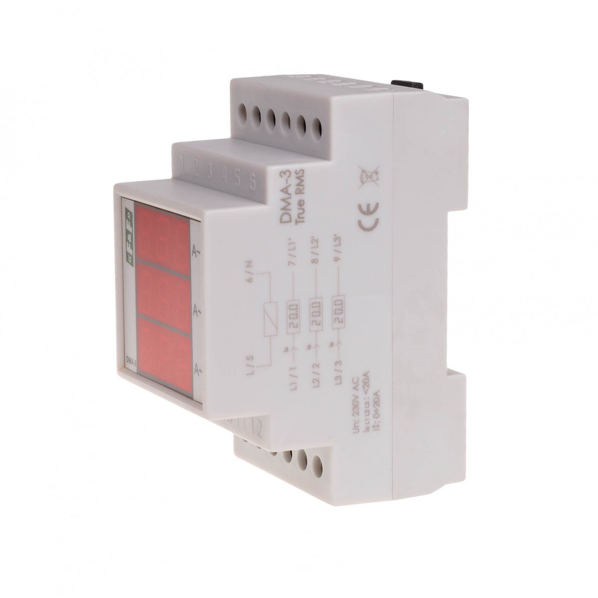 DMA-3RMS-100-5A cyfrowy wskaźnik wartości natężenia prądu, trójfazowy DMA-3 true RMS, pomiar półpośredni 100/5A F&F